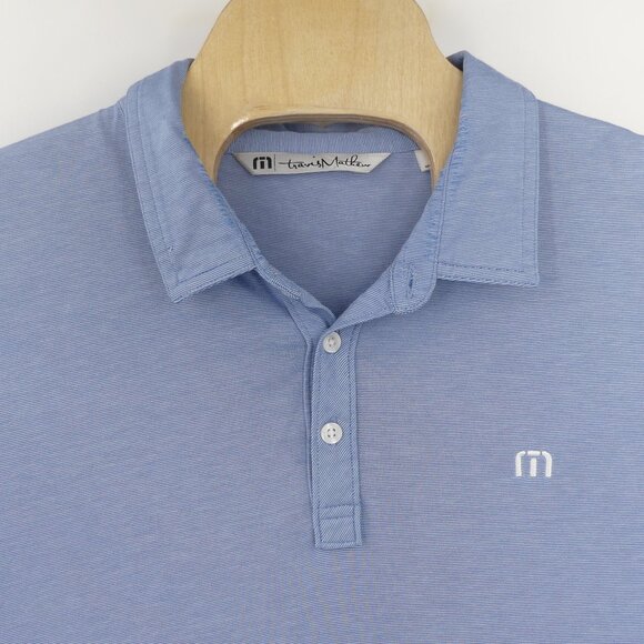 Travis Mathew Blue Striped Men's‎ XXL Polo Shirt - Picture 1 of 7